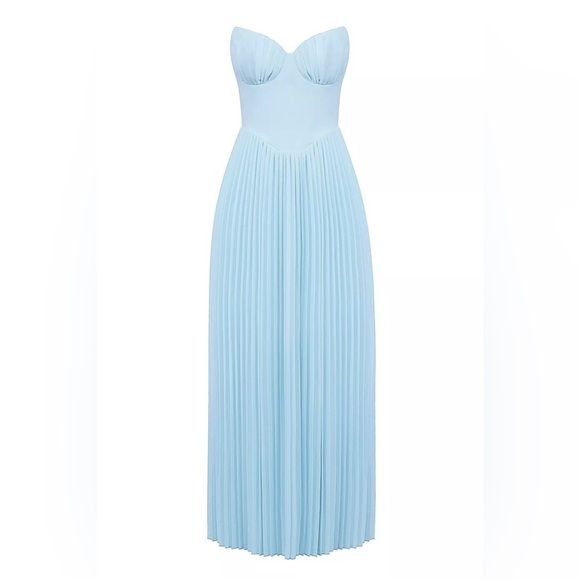 HOUSE OF CB 'Marcella' Ocean Blue Pleated Maxi Dress - Picture 3 of 7